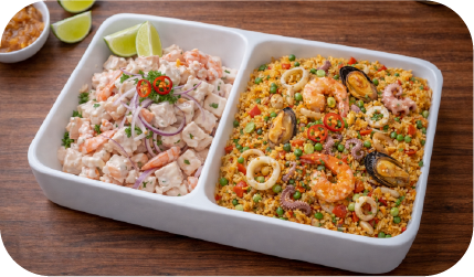 Ceviche y Chicharrón de Pollo